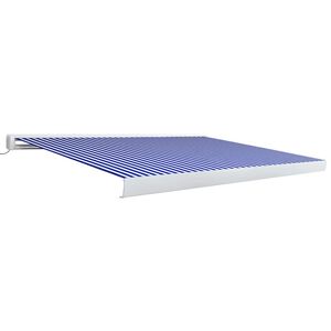 vidaXL Toldo motorizado com caixa 400x300 cm azul e branco