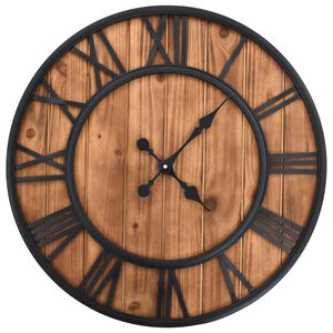 vidaXL Rel&oacute;gio de parede c/ movimento quartzo madeira e metal 60cm XXL