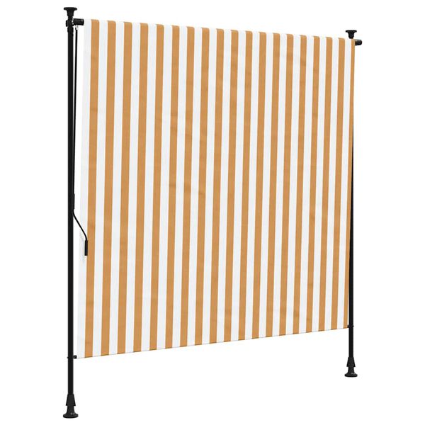 vidaXL Estore de rolo exterior 150x270 cm tecido/a&ccedil;o laranja e branco