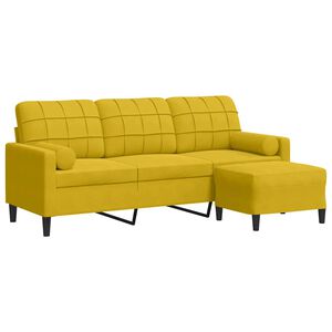 vidaXL Sof&aacute; de 3 lugares com apoio de p&eacute;s 180 cm veludo amarelo