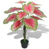 vidaXL Planta cal&aacute;dio artificial com vaso 85 cm verde e vermelho