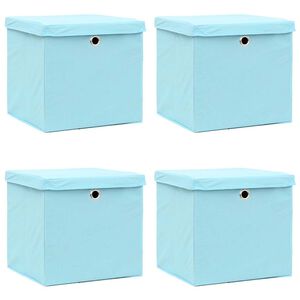 vidaXL Caixas de arruma&ccedil;&atilde;o com tampas 4 pcs 28x28x28 cm azul-beb&eacute;