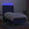 vidaXL Cama box spring c/ colch&atilde;o e LED 90x200 cm tecido azul