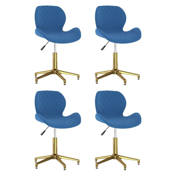 vidaXL Cadeiras de jantar girat&oacute;rias 4 pcs veludo azul