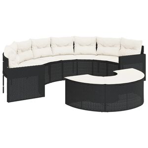 vidaXL 2 pcs conjunto de sof&aacute;s de jardim semicircular vime PE preto