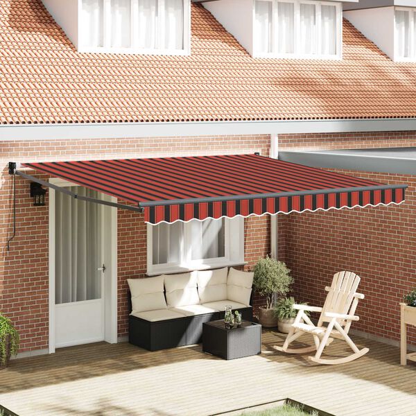 vidaXL Toldo Retr&aacute;til Manual Laranja e Marrom 400 &times; 300 cm