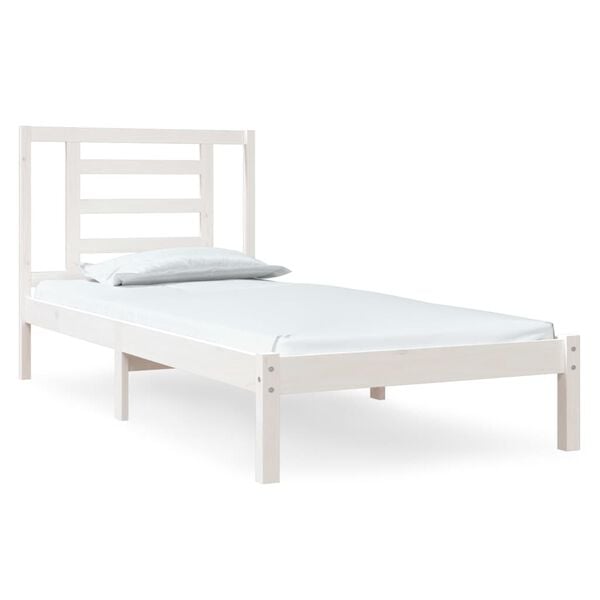 vidaXL Cama sem colch&atilde;o 90x190 cm madeira de pinho maci&ccedil;a branco