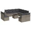 vidaXL 12 pcs conjunto de sof&aacute;s jardim c/ almofad&otilde;es vime PE cinzento