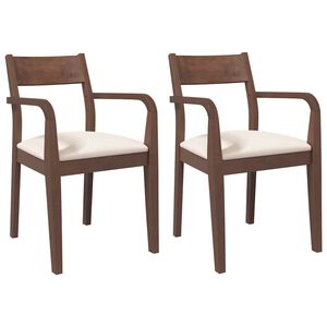 vidaXL Cadeiras de jantar com almofad&otilde;es 2 pcs madeira maci&ccedil;a castanho
