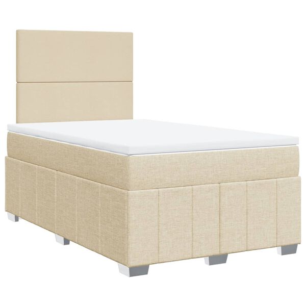 vidaXL Cama boxspring com colchão 120x190 cm tecido cor creme