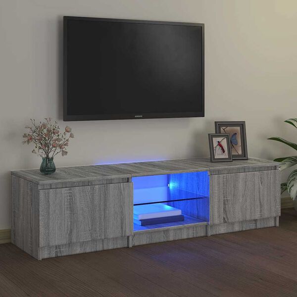 vidaXL M&oacute;vel de TV com luzes LED 140x40x36 cm cinzento sonoma