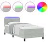 vidaXL Cama Box Spring LED Cinzento-claro 90 x 190 cm Veludo