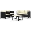 vidaXL 5 pcs conjunto lounge de jardim c/ almofad&otilde;es vime PE preto