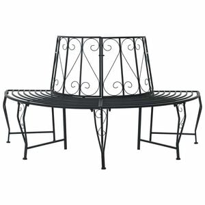 vidaXL Banco de &Aacute;rvore 4-N&uacute;mero de lugares 160 x 80 x 89 cm A&ccedil;o Preto