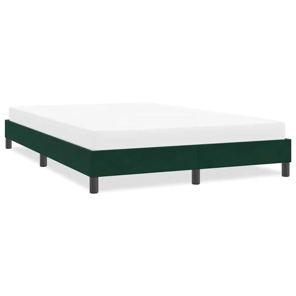 vidaXL Estrutura de cama sem colch&atilde;o 140x220 cm veludo verde-escuro