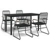 vidaXL Conjunto de jantar para jardim 5 pcs vime PVC preto