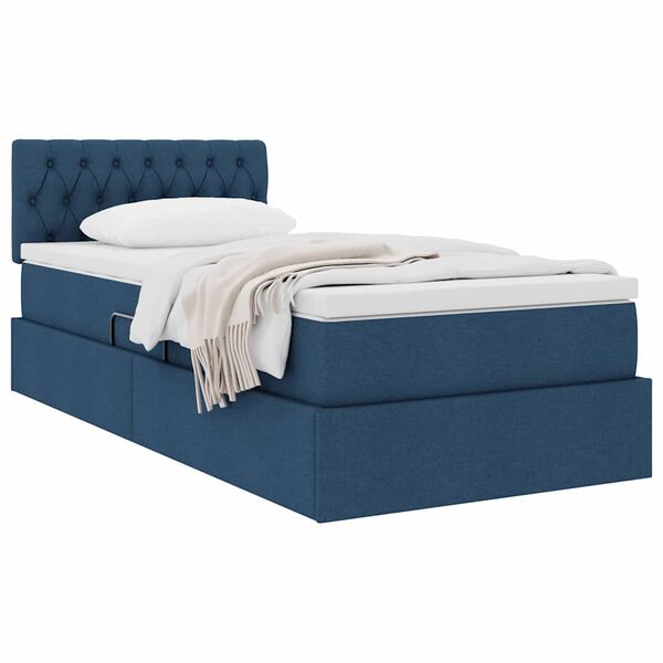 vidaXL Cama com arruma&ccedil;&atilde;o e colch&atilde;o com colch&atilde;o Azul 90 x 190 cm