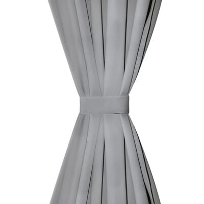 vidaXL Cortinas de cetim com presilhas 2 pcs 140x245 cm cinzento