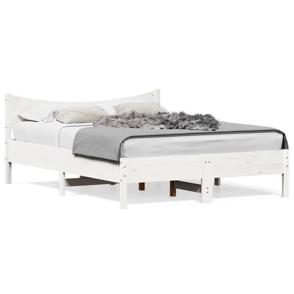 vidaXL Cama sem colch&atilde;o 120x200 cm madeira de pinho maci&ccedil;a branco