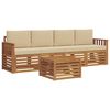 vidaXL Conjunto de Sof&aacute;s para Exterior 5 unid. Natureza e Bege