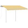vidaXL Toldo retr&aacute;til autom&aacute;tico com postes 3,5x2,5 m amarelo e branco