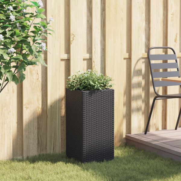 vidaXL Vaso/floreira de jardim 30x30x60 cm vime PE preto