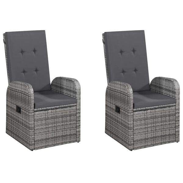 vidaXL 5 pcs conjunto jantar p/ jardim c/ almofad&otilde;es vime PE cinzento