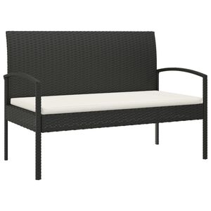 vidaXL Banco de jardim com almofad&atilde;o 105 cm vime PE preto