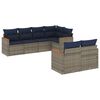 vidaXL Conjunto de sof&aacute; de jardim com 7 pe&ccedil;as e almofadas em rattan sint&eacute;tico cinza