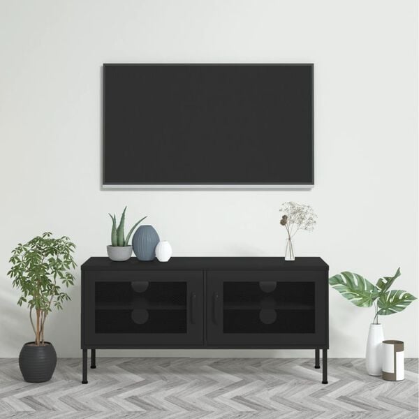 vidaXL M&oacute;vel de TV a&ccedil;o 105x35x50 cm preto
