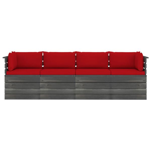 vidaXL Sof&aacute; paletes 4 lugares p/ jardim c/ almofad&otilde;es pinho maci&ccedil;o