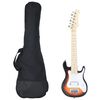 vidaXL Guitarra el&eacute;trica p/ crian&ccedil;as com saco 3/4 30" castanho/branco