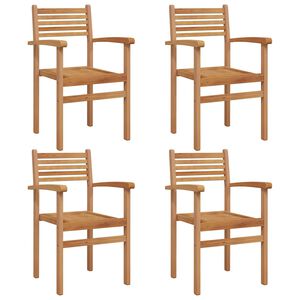 vidaXL Cadeira 4 pcs Castanho 56 x 55 x 90.5 cm Madeira de Teca S&oacute;lida