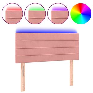 vidaXL Cabeceira de cama c/ luzes LED veludo 80x5x78/88 cm rosa