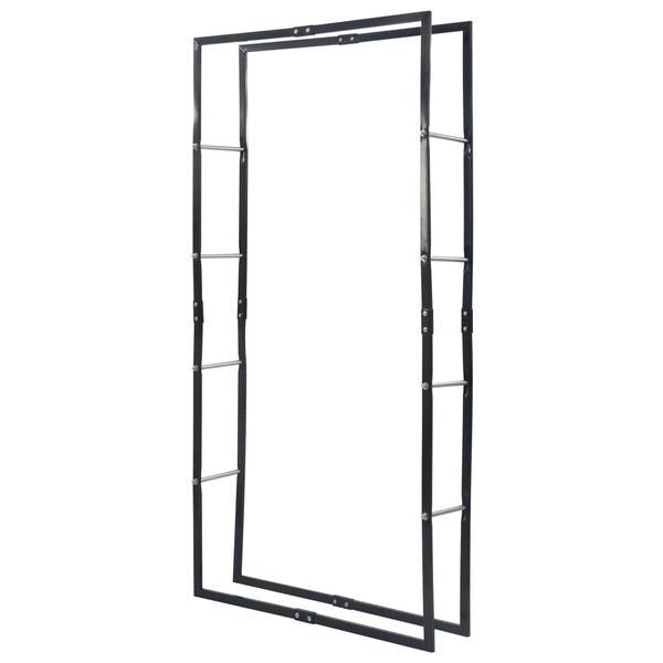 vidaXL Suporte para lenha 100x25x200 cm a&ccedil;o preto