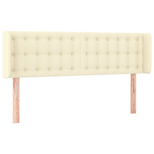 vidaXL Cabeceira de cama c/ abas couro artificial 147x16x78/88cm creme