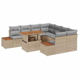 vidaXL Conjunto de Jantar para Jardim com almofada 9 pcs Bege e Cinza