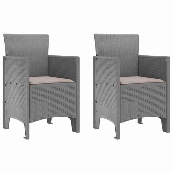 vidaXL Cadeira de Jardim 2 pcs Cinzento-claro 53 x 49 x 85 cm