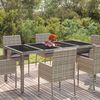 vidaXL Mesa de jardim com tampo de vidro 190x90x75 cm vime PE cinza