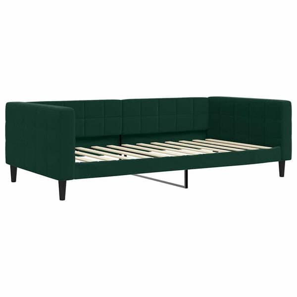vidaXL Sof&aacute;-cama c/ gavet&atilde;o e colch&otilde;es 100x200cm veludo verde-escuro