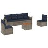 vidaXL Conjunto de sof&aacute; de jardim com 7 pe&ccedil;as e almofadas em rattan sint&eacute;tico cinza