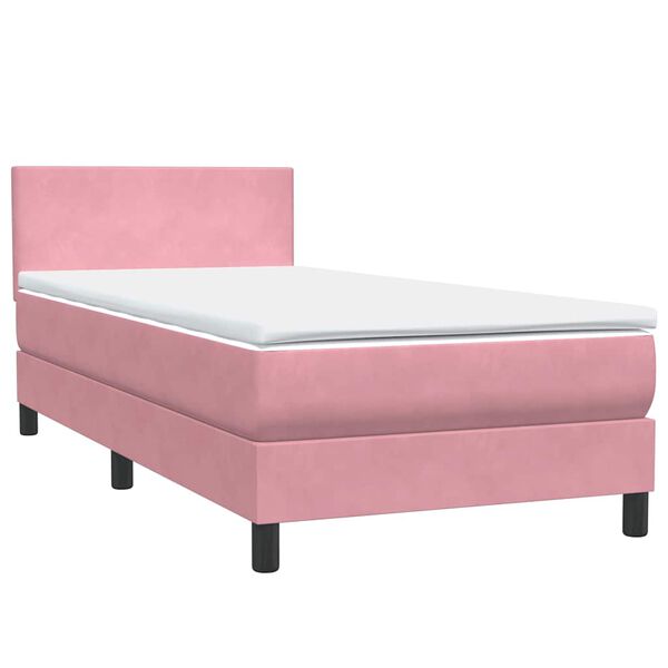 vidaXL Cama com molas/colch&atilde;o rosa 80x210 cm veludo