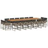 vidaXL 17 pcs conj. de jantar p/ jardim c/ almofad&otilde;es vime PE cinzento