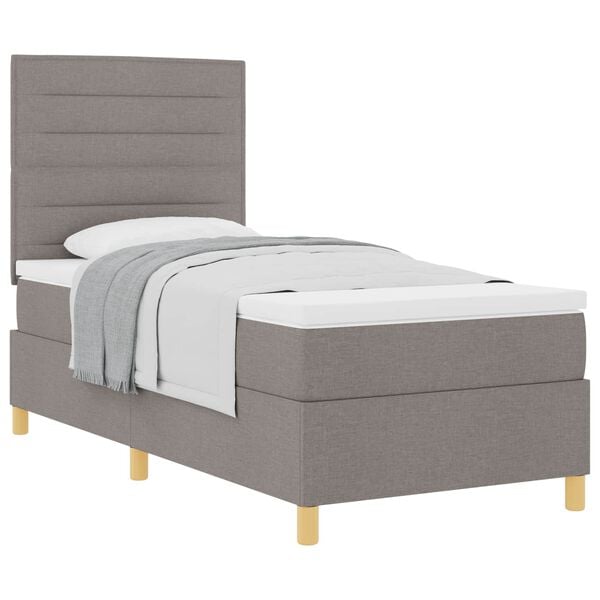 vidaXL Cama Box com colch&atilde;o Cinzento-acastanhado 90 x 190 cm tecido