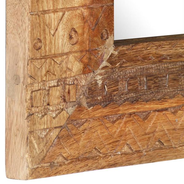 vidaXL Espelho esculpido à mão 50x50x2,5cm madeira de mangueira maciça