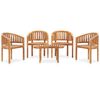 vidaXL 5 pcs conj. lounge de jardim formato banana teca maci&ccedil;a