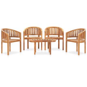 vidaXL 5 pcs conj. lounge de jardim formato banana teca maci&ccedil;a