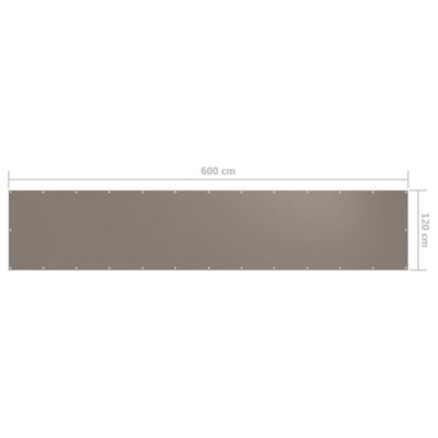 vidaXL Tela de varanda 120x600 cm tecido Oxford cinzento-acastanho