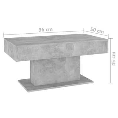 vidaXL Mesa de centro 96x50x45 cm contraplacado cinzento cimento
