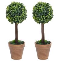 vidaXL Plantas bolas de buxo artificiais c/ vasos 2 pcs 33 cm verde